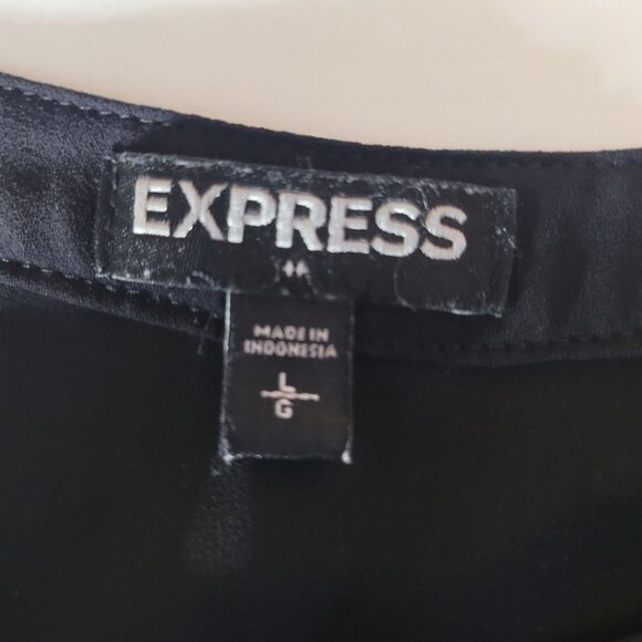 Express Blouse Black Zipper Front Womens Large Lightweight Legging Cut - Picture 7 of 8